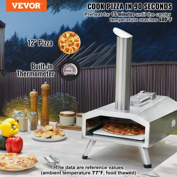 VEVOR 12" Outdoor Pizza Oven Portable Pellet/Gas Pizza Oven Foldable for Camping - Image 2