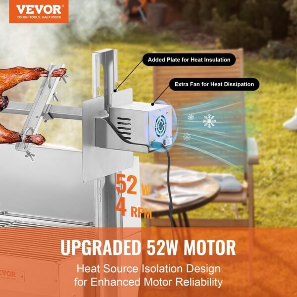 VEVOR Roaster Spit Rotisserie BBQ Grill Pig Lamb Chicken Roaster 52W 198LBS - Image 2