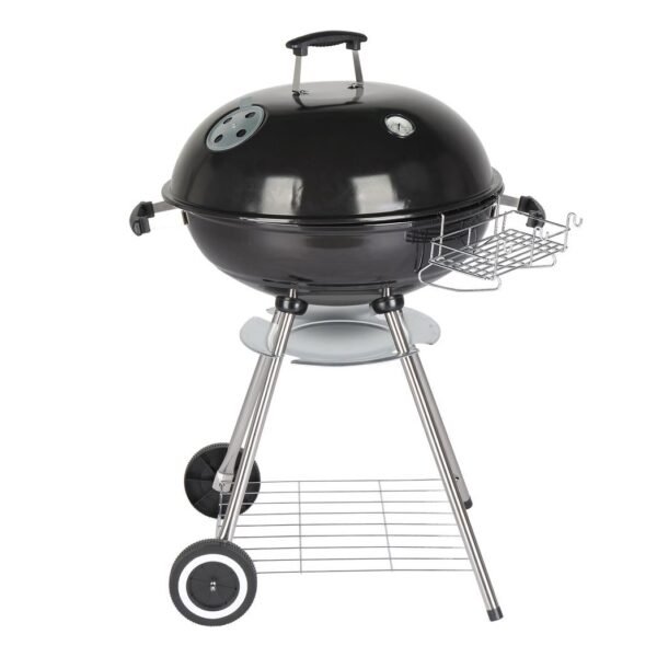 28-Inch Portable Charcoal Grill with Wheels and Storage Holder, Porcelain-Enameled Lid and Ash Catcher & Thermometer, Round Barbecue Kettle Grill Bowl Wheels for Outdoor Party Camping Picnic - Image 3