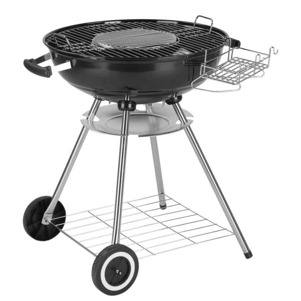 28-Inch Portable Charcoal Grill with Wheels and Storage Holder, Porcelain-Enameled Lid and Ash Catcher & Thermometer, Round Barbecue Kettle Grill Bowl Wheels for Outdoor Party Camping Picnic - Image 4