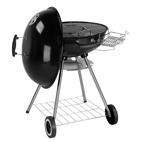 28-Inch Portable Charcoal Grill with Wheels and Storage Holder, Porcelain-Enameled Lid and Ash Catcher & Thermometer, Round Barbecue Kettle Grill Bowl Wheels for Outdoor Party Camping Picnic - Image 5